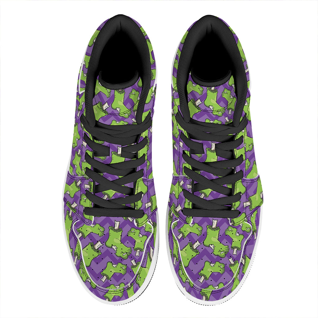 Zombie Foot Pattern Print High Top Leather Sneakers