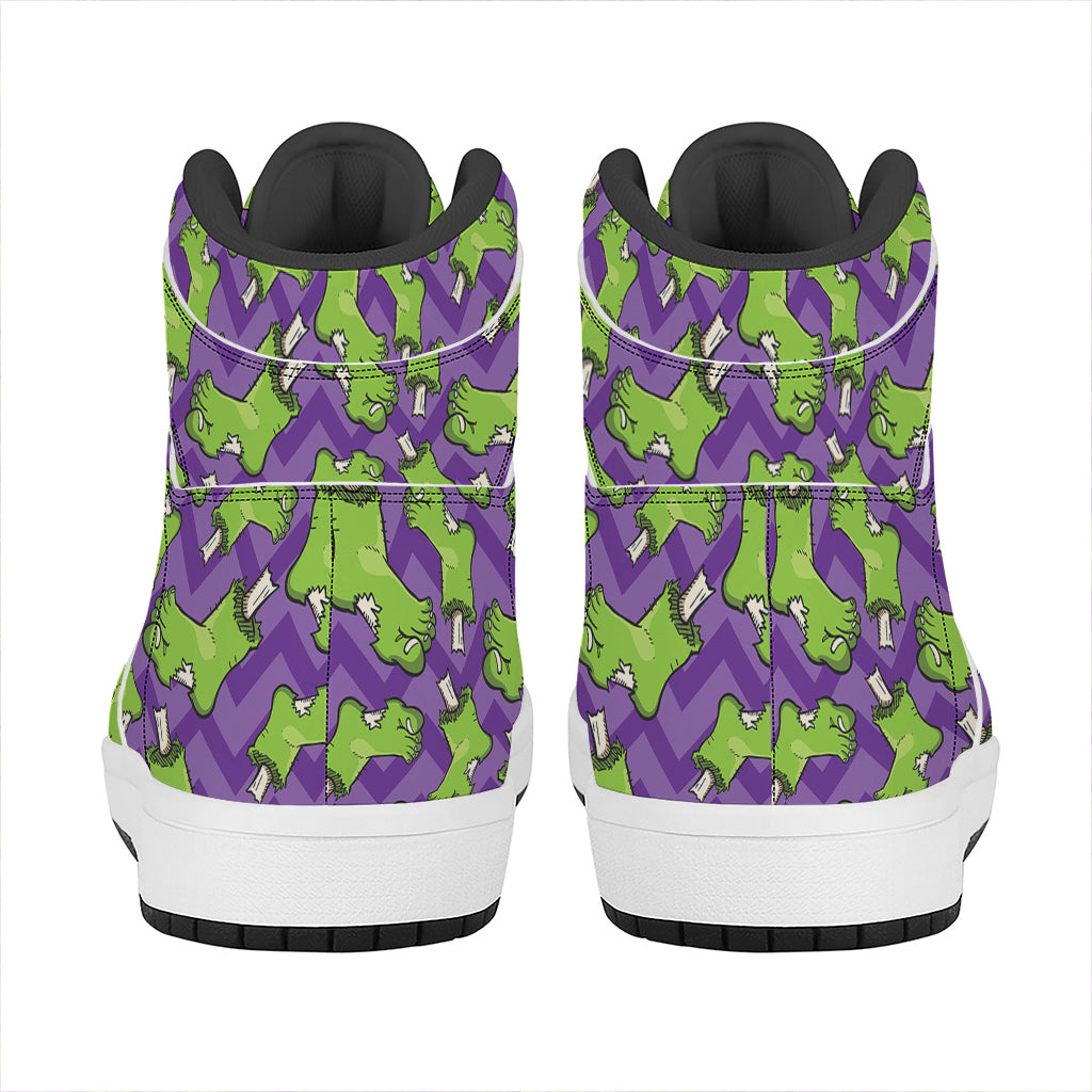 Zombie Foot Pattern Print High Top Leather Sneakers
