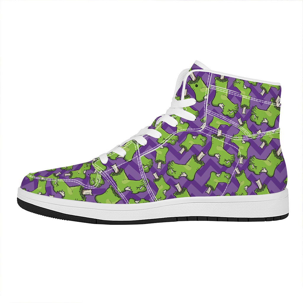 Zombie Foot Pattern Print High Top Leather Sneakers