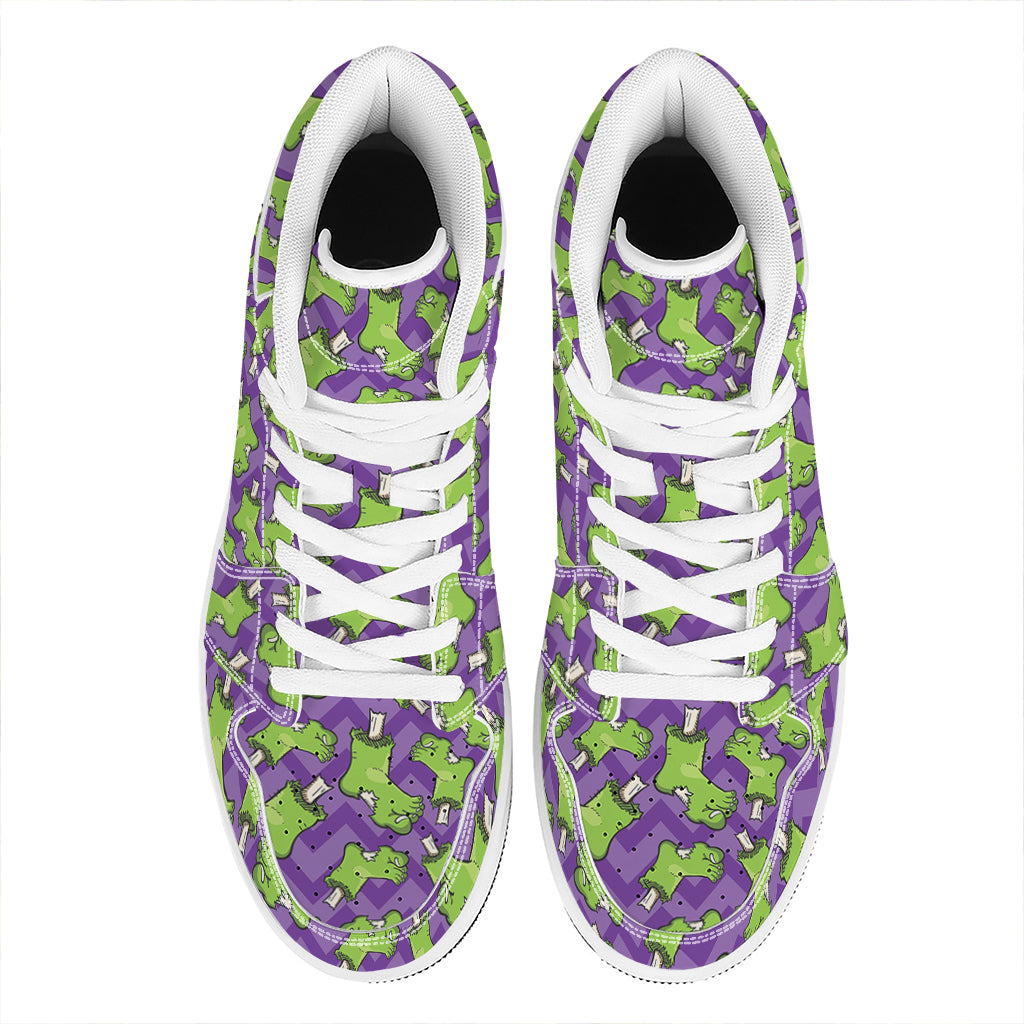 Zombie Foot Pattern Print High Top Leather Sneakers