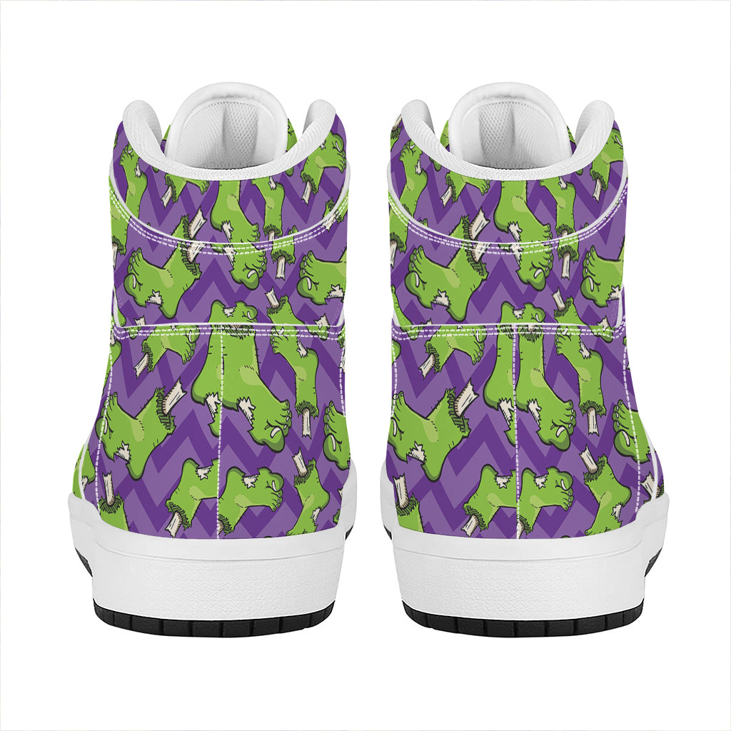 Zombie Foot Pattern Print High Top Leather Sneakers
