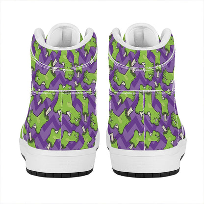 Zombie Foot Pattern Print High Top Leather Sneakers