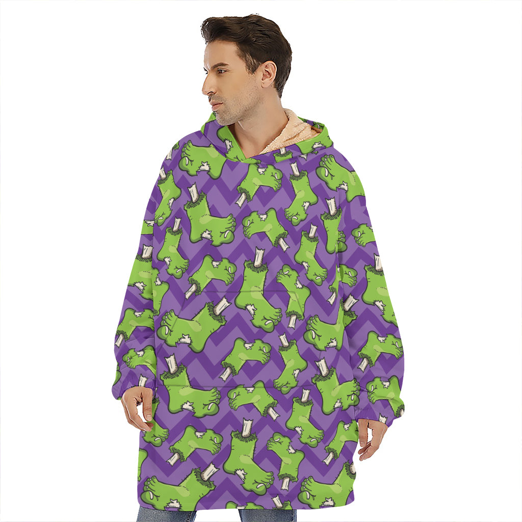 Zombie Foot Pattern Print Hoodie Blanket