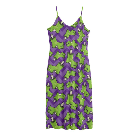 Zombie Foot Pattern Print Jersey Midi Cami Dress