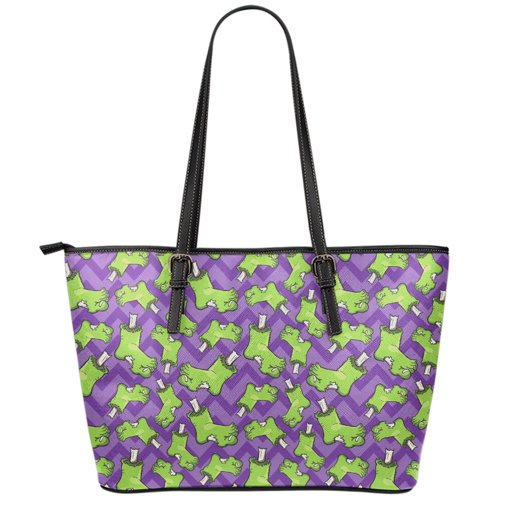Zombie Foot Pattern Print Leather Tote Bag