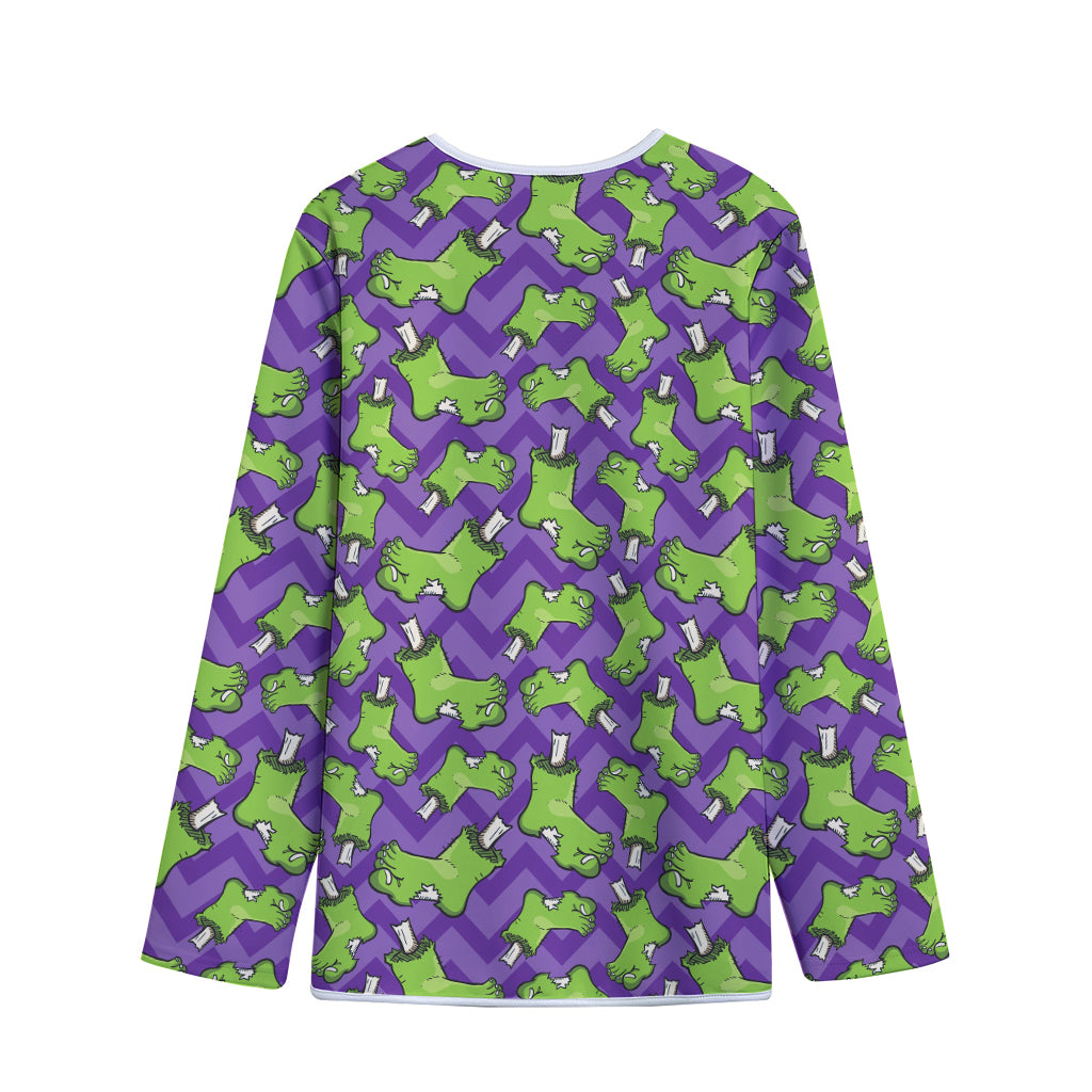 Zombie Foot Pattern Print Long Sleeve Short Coat