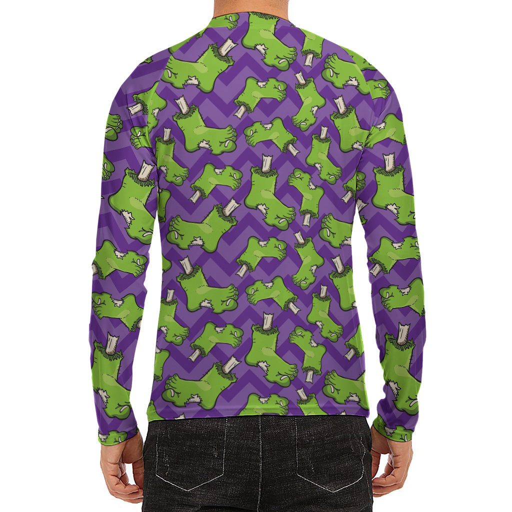 Zombie Foot Pattern Print Men's Long Sleeve Rash Guard