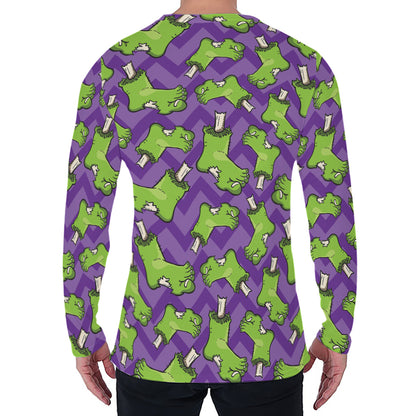 Zombie Foot Pattern Print Men's Long Sleeve T-Shirt