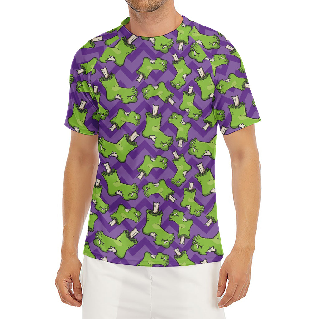Zombie Foot Pattern Print Men's Short Sleeve Rash Guard