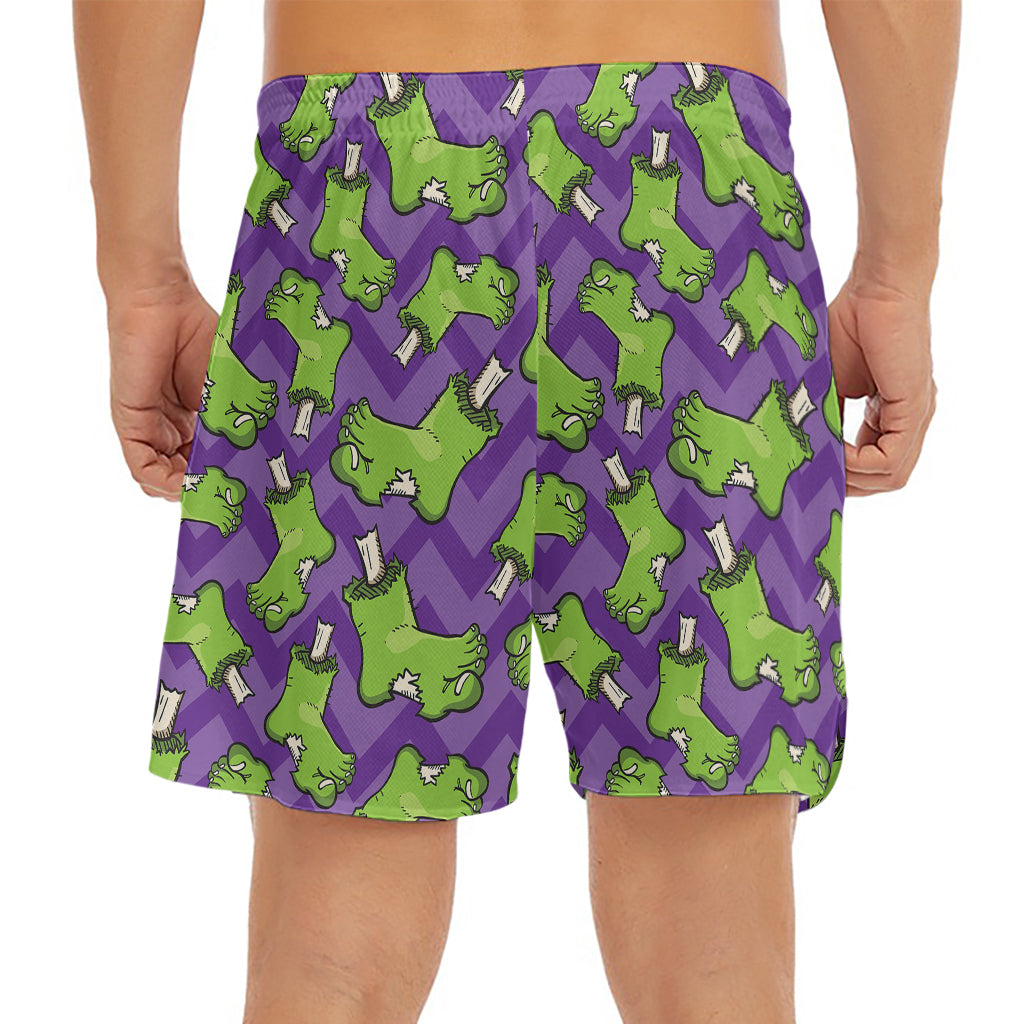 Zombie Foot Pattern Print Men's Split Running Shorts