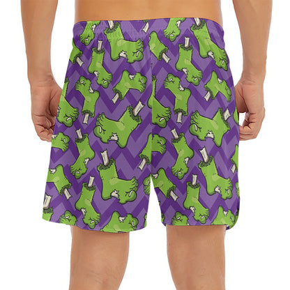 Zombie Foot Pattern Print Men's Split Running Shorts