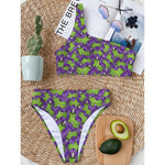 Zombie Foot Pattern Print One Shoulder Bikini Top