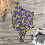 Zombie Foot Pattern Print One Shoulder Bodysuit