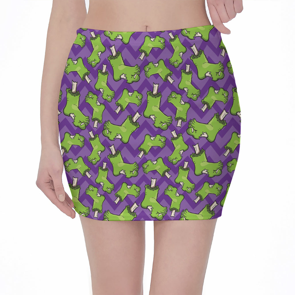 Zombie Foot Pattern Print Pencil Mini Skirt