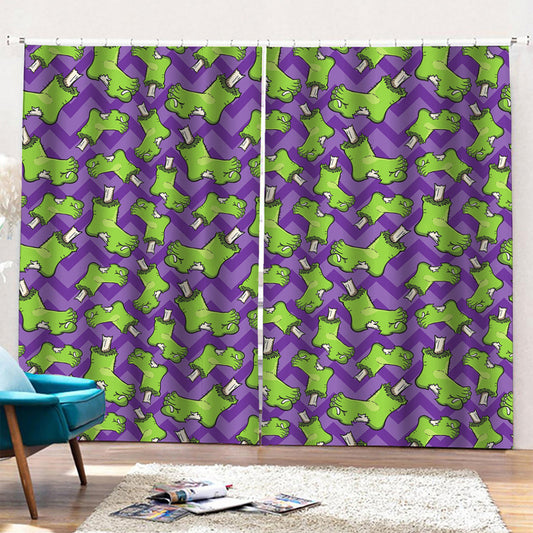 Zombie Foot Pattern Print Pencil Pleat Curtains