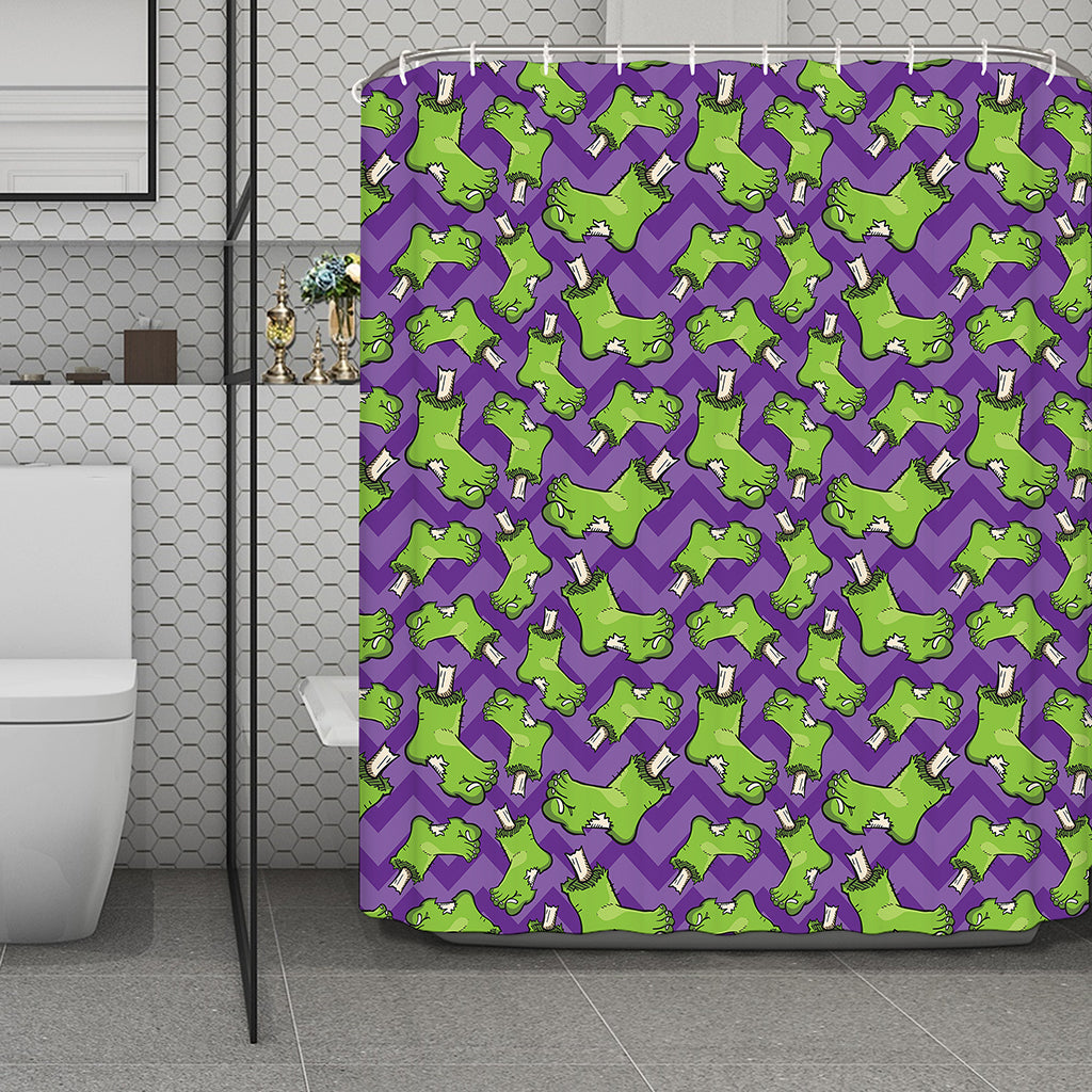 Zombie Foot Pattern Print Polyester Shower Curtain