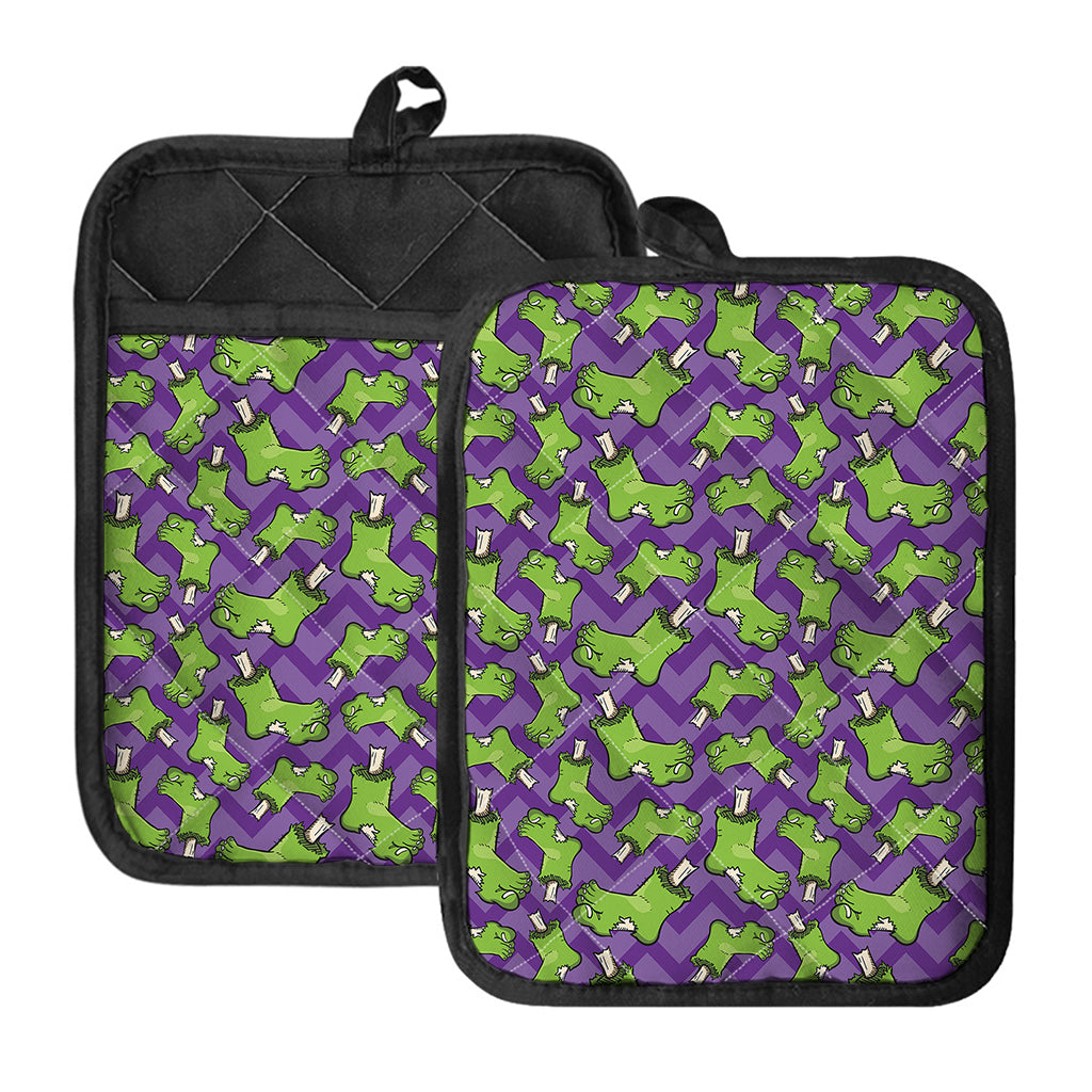 Zombie Foot Pattern Print Pot Holders With Pocket