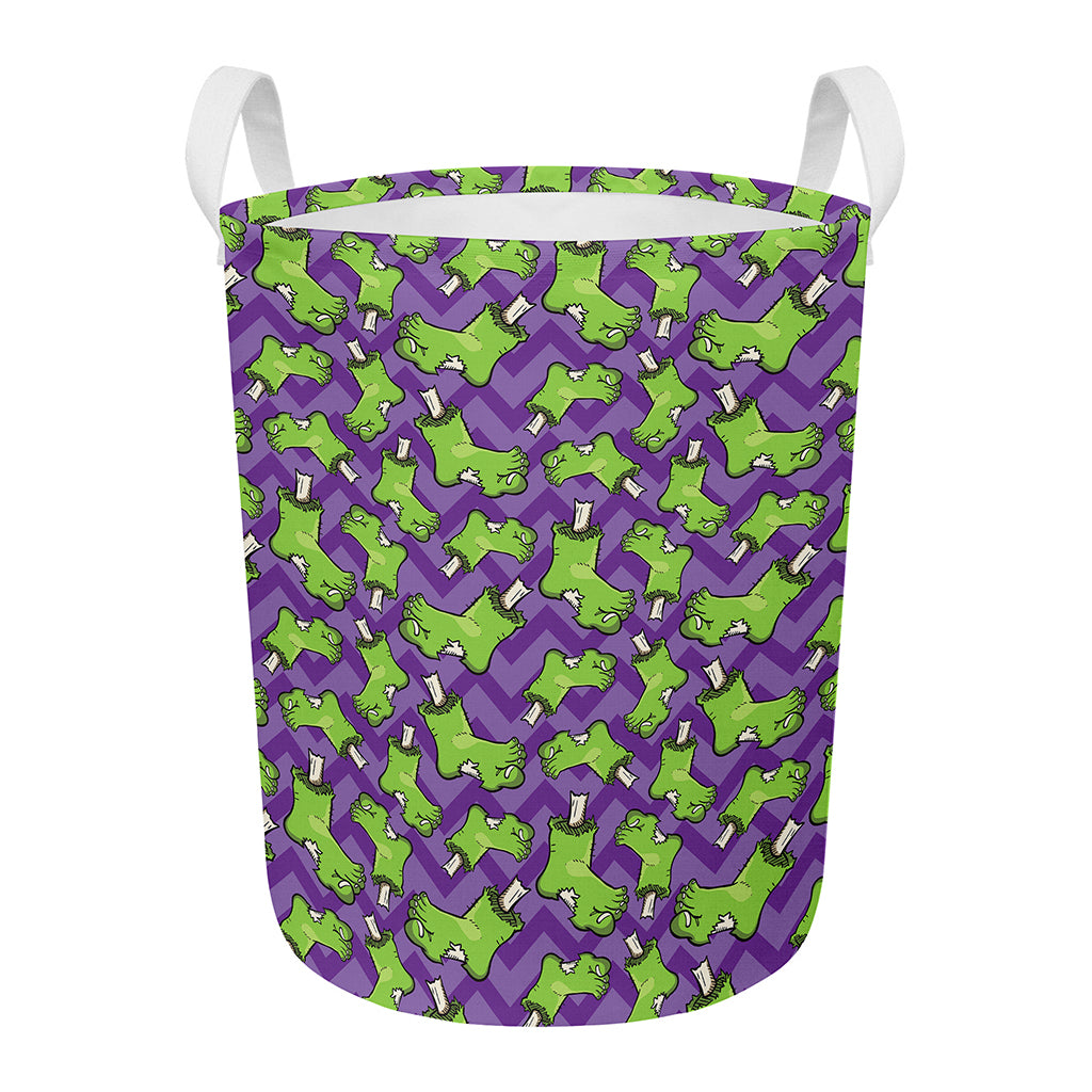 Zombie Foot Pattern Print Round Laundry Basket