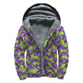 Zombie Foot Pattern Print Sherpa Lined Zip Up Hoodie