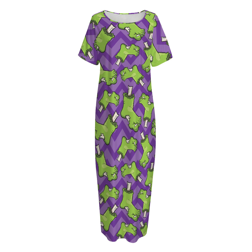 Zombie Foot Pattern Print Short Sleeve Long Nightdress