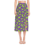 Zombie Foot Pattern Print Side Slit Midi Skirt