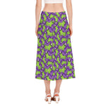 Zombie Foot Pattern Print Side Slit Midi Skirt