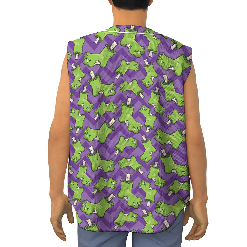Zombie Foot Pattern Print Sleeveless Baseball Jersey