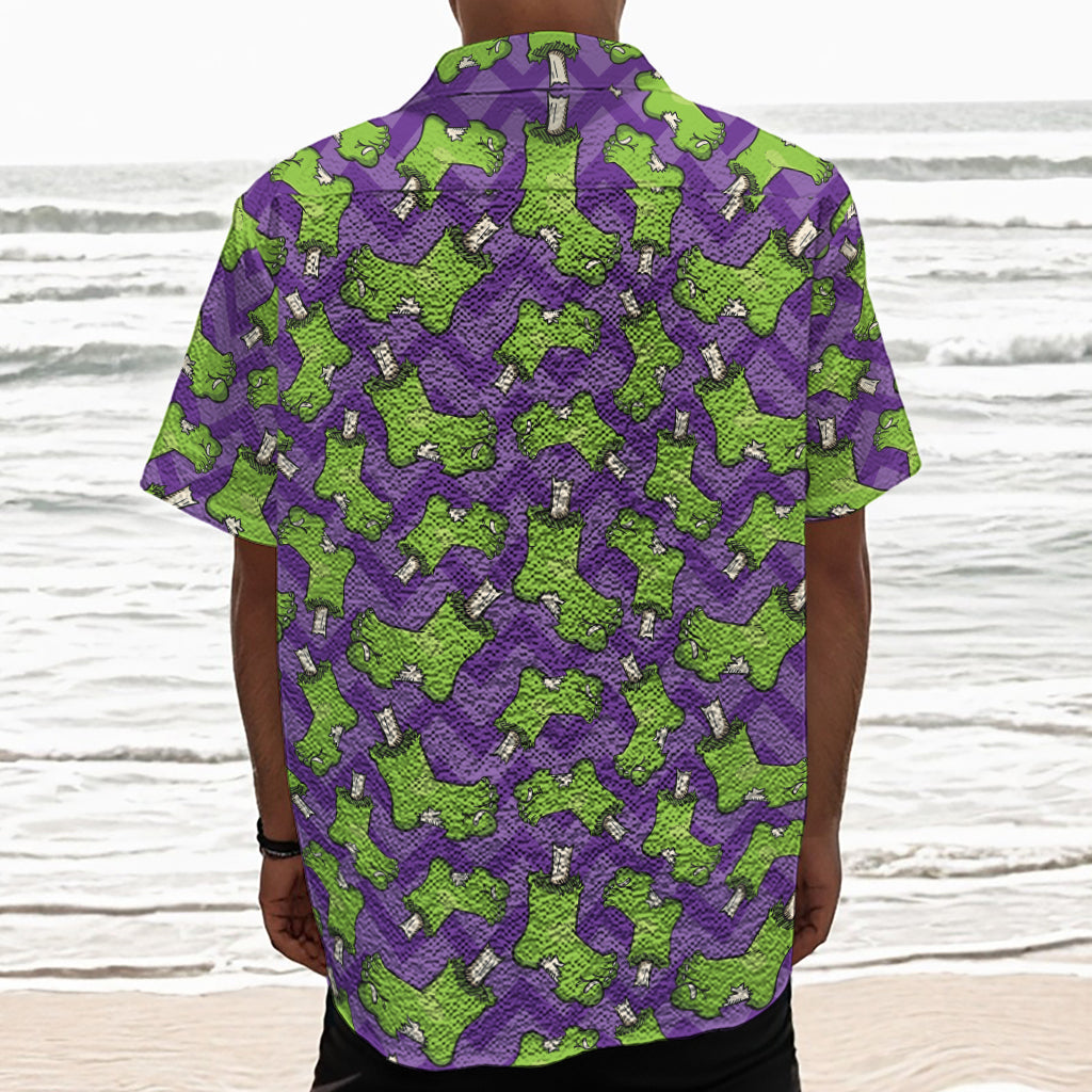 Zombie Foot Pattern Print Textured Short Sleeve Shirt