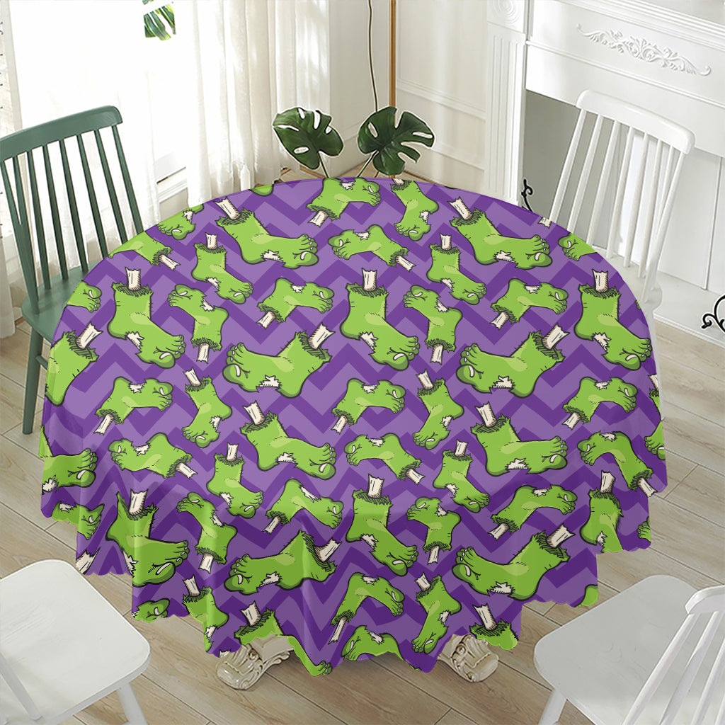 Zombie Foot Pattern Print Waterproof Round Tablecloth