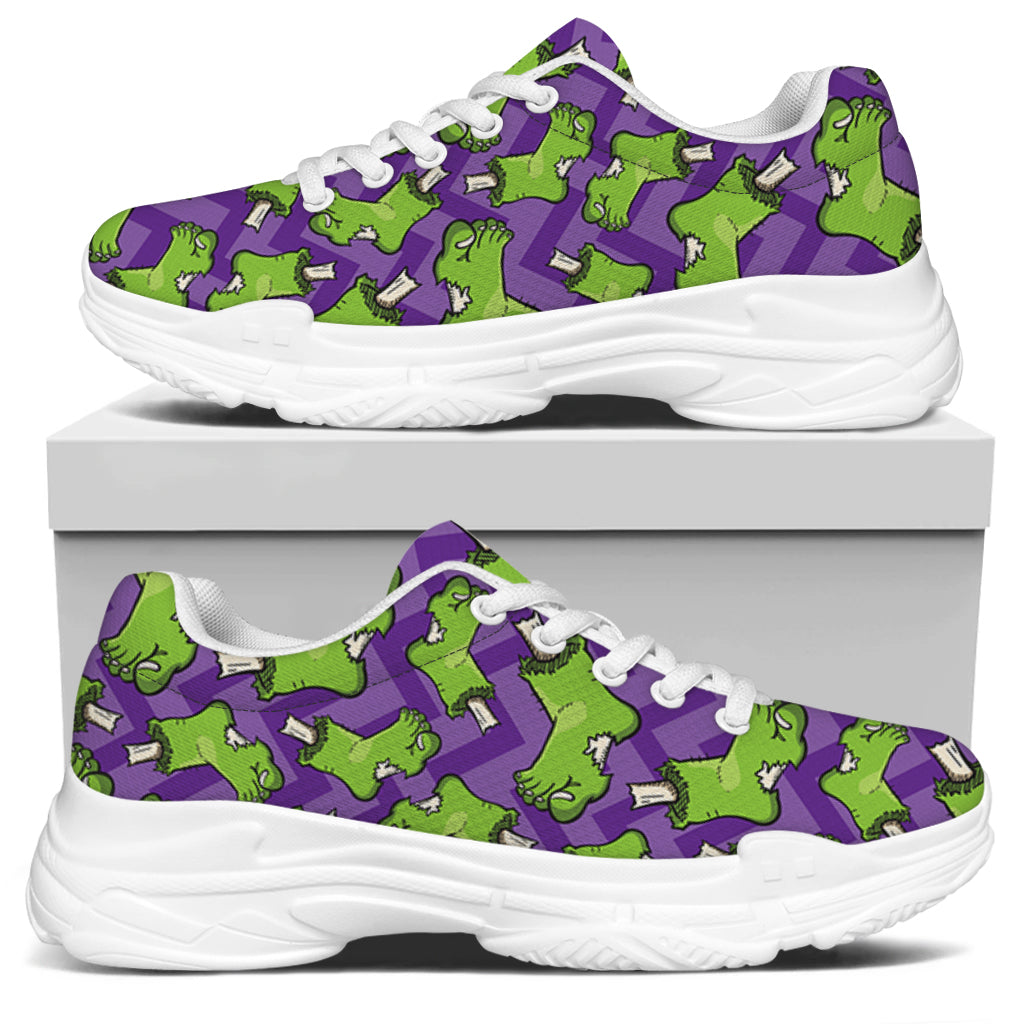 Zombie Foot Pattern Print White Chunky Shoes