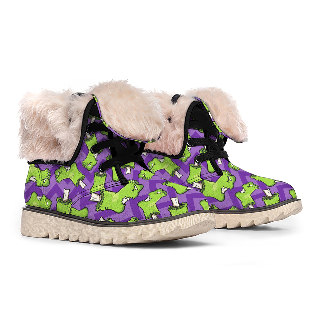 Zombie Foot Pattern Print Winter Boots