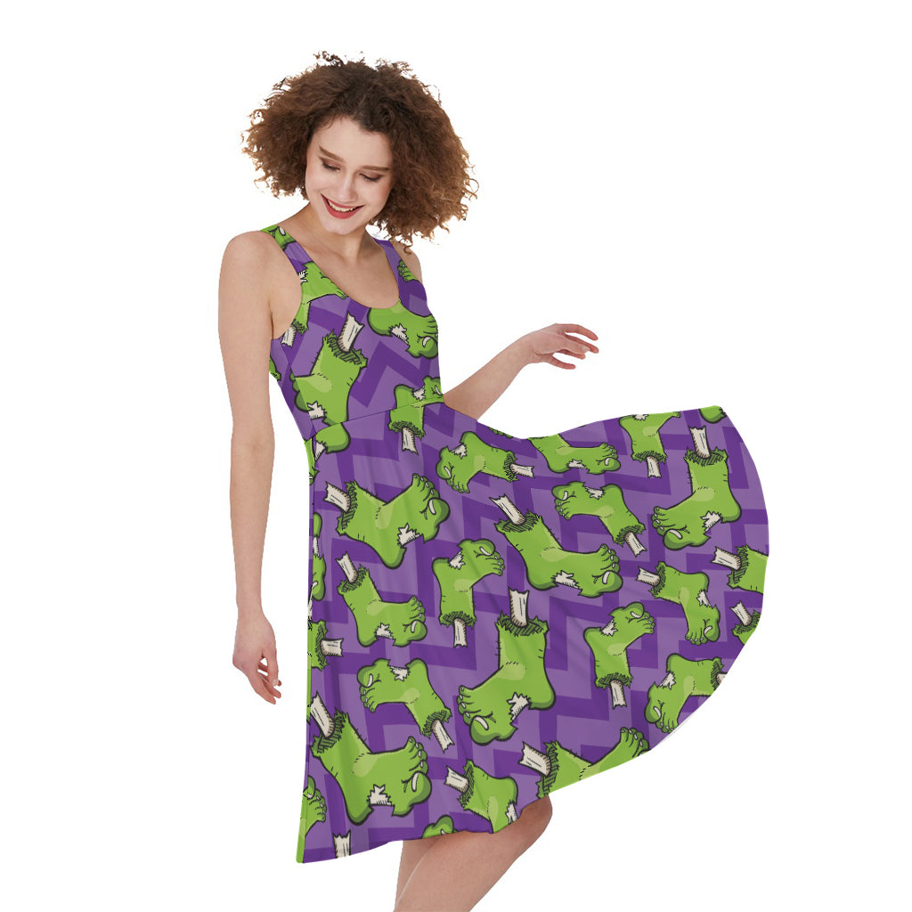 Zombie Foot Pattern Print Women's Sleeveless Dress