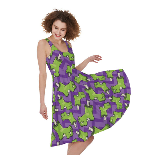 Zombie Foot Pattern Print Women's Sleeveless Dress