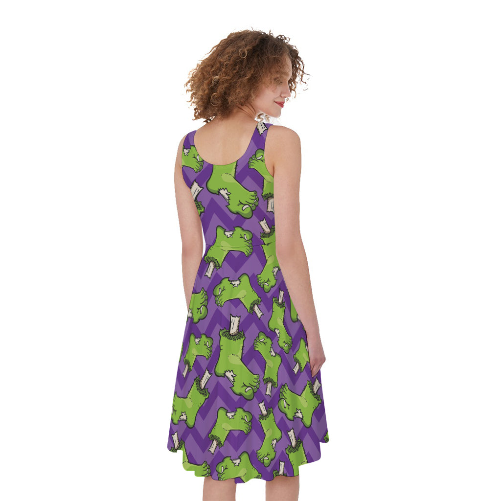 Zombie Foot Pattern Print Women's Sleeveless Dress