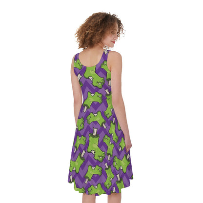Zombie Foot Pattern Print Women's Sleeveless Dress