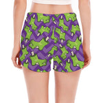 Zombie Foot Pattern Print Women's Split Running Shorts