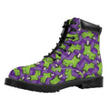 Zombie Foot Pattern Print Padded Collar Lace Up Boots