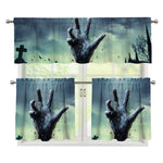 Zombie Hand Rising From Grave Print 3 Piece Kitchen Curtains