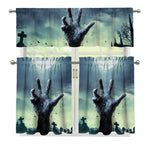 Zombie Hand Rising From Grave Print 3 Piece Kitchen Curtains