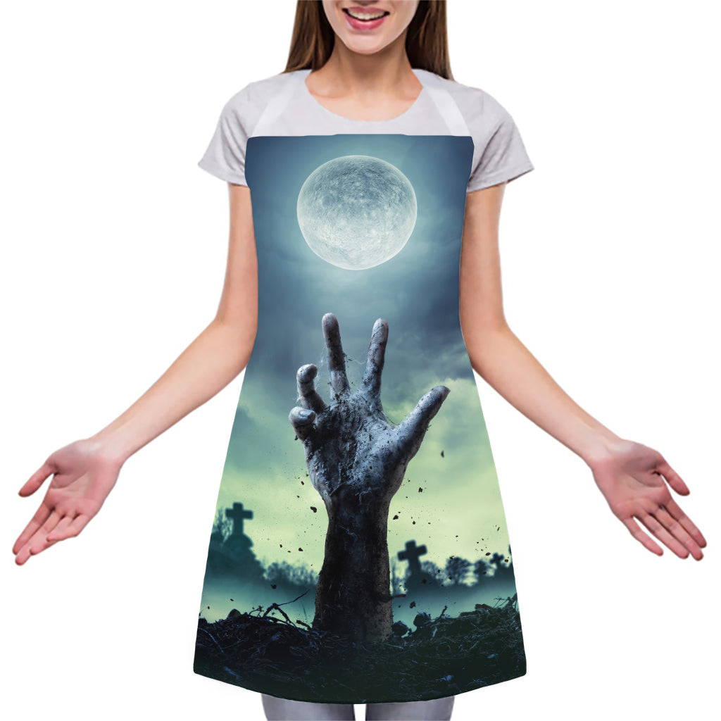 Zombie Hand Rising From Grave Print Adjustable Apron