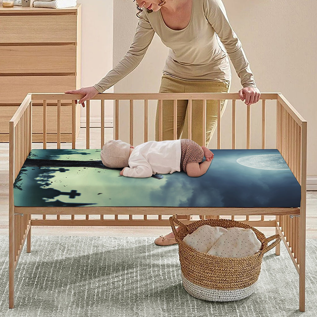 Zombie Hand Rising From Grave Print Baby Crib Sheet