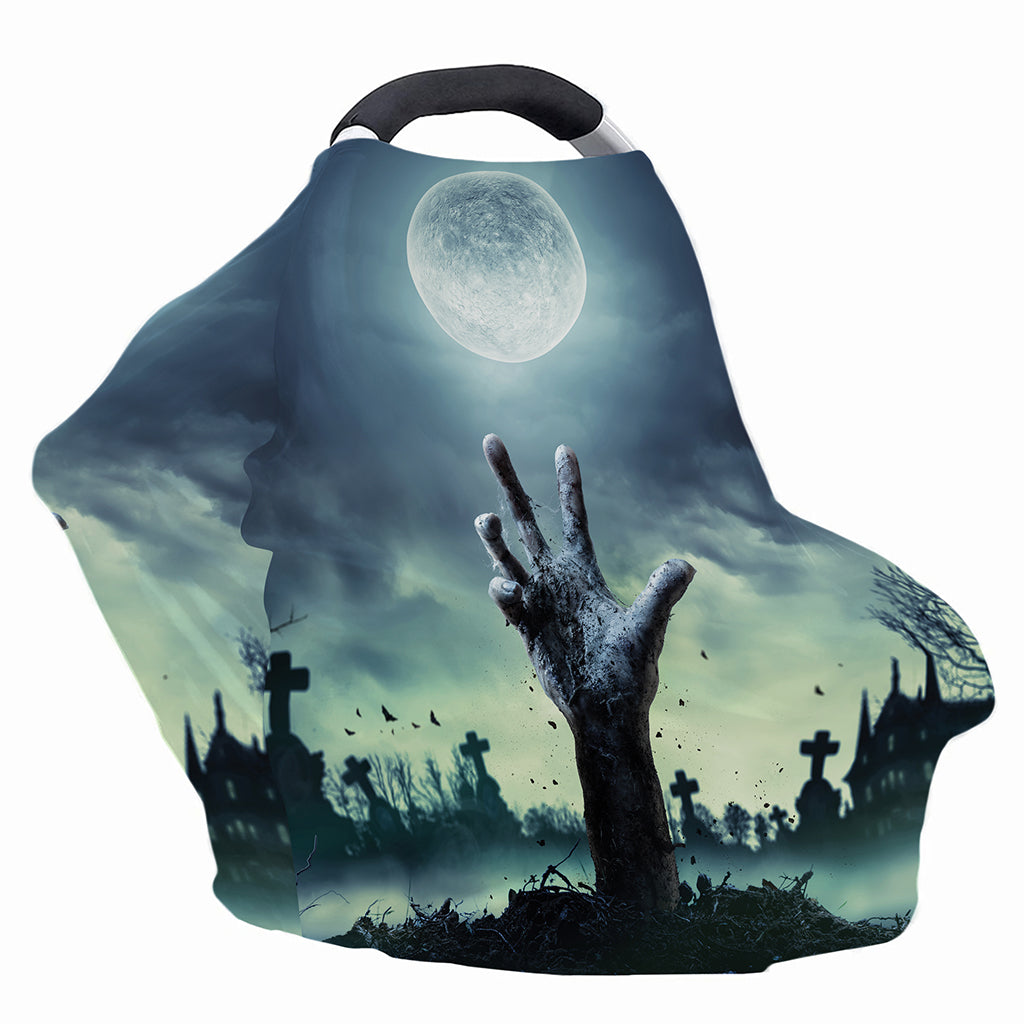 Zombie Hand Rising From Grave Print Baby Seat Cover