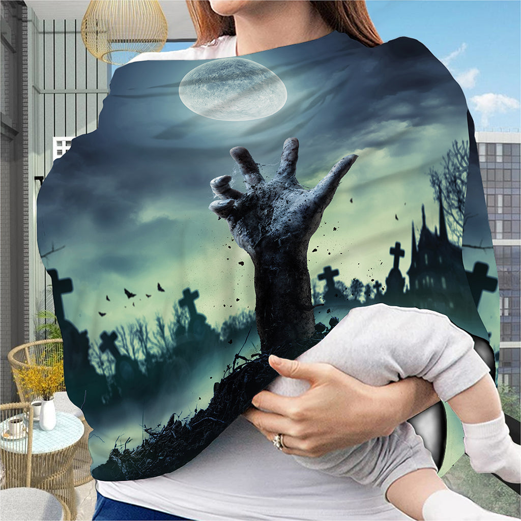 Zombie Hand Rising From Grave Print Baby Seat Cover