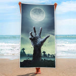 Zombie Hand Rising From Grave Print Beach Towel