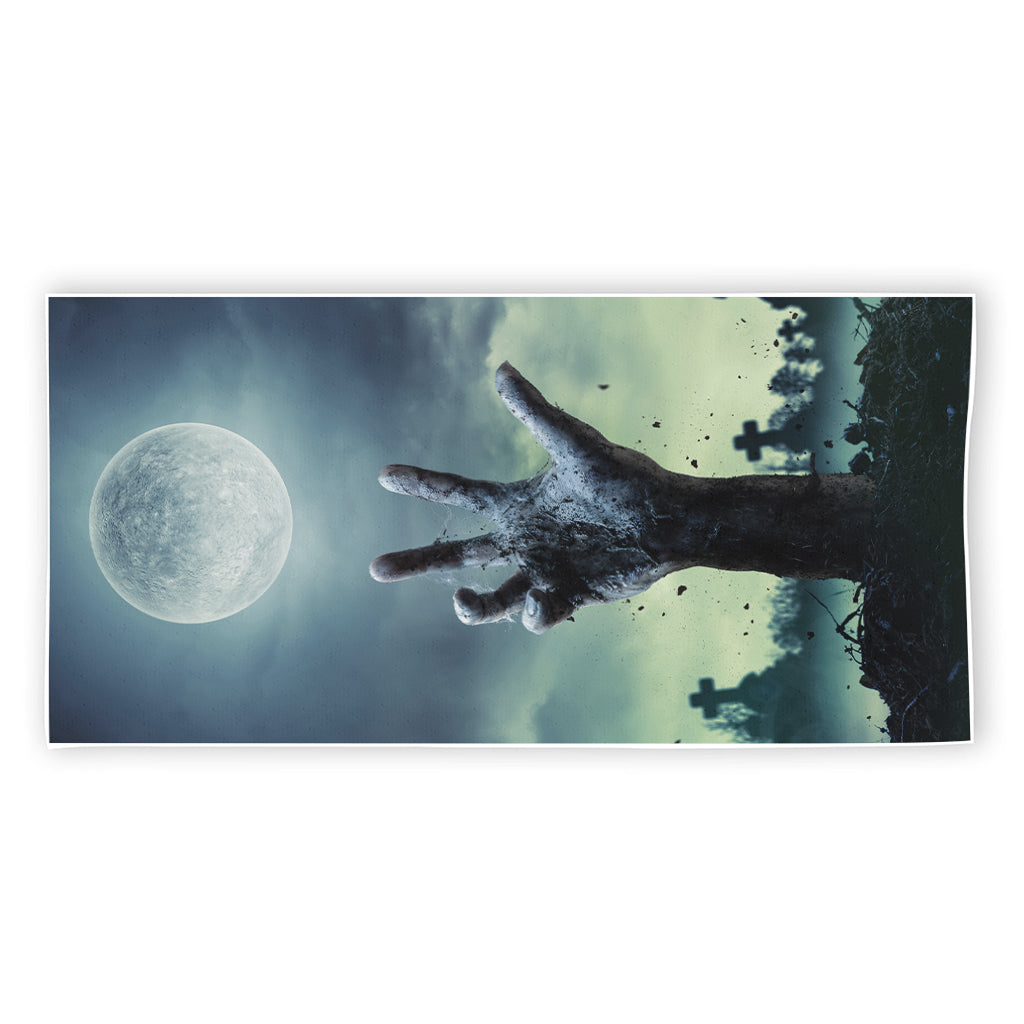 Zombie Hand Rising From Grave Print Beach Towel