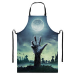Zombie Hand Rising From Grave Print Bib Apron With Pocket