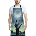 Zombie Hand Rising From Grave Print Bib Apron With Pocket