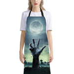 Zombie Hand Rising From Grave Print Bib Apron With Pocket