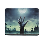 Zombie Hand Rising From Grave Print Bifold Wallet