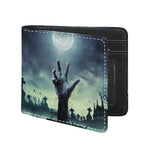 Zombie Hand Rising From Grave Print Bifold Wallet